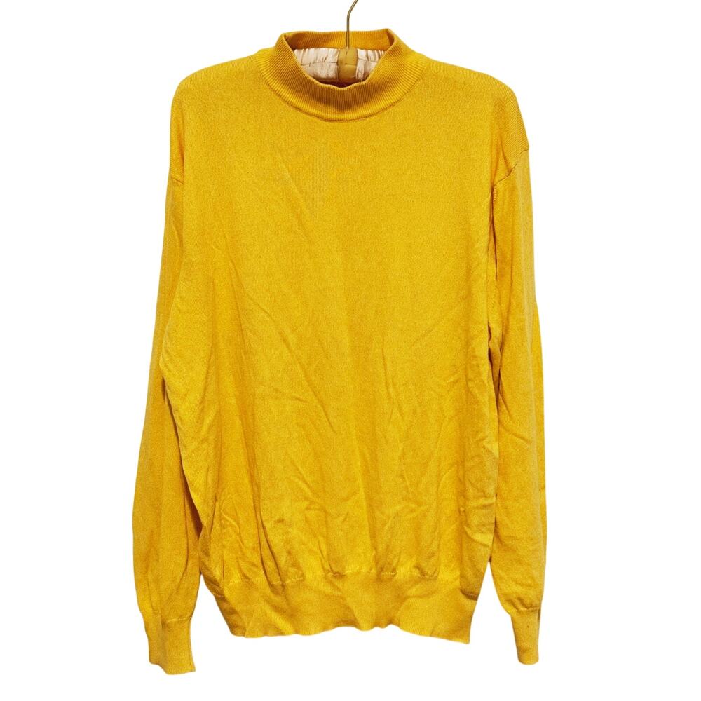 VTG Saks Fifth Avenue Oversized Mock Sweater Large Yellow Retro Ivy League Indie